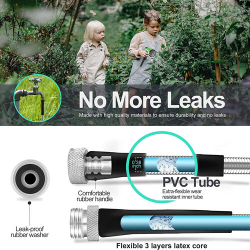 25 50 75 100FT Stainless Steel Metal Garden Water Hose Flexible Heavy Duty Pipe - Picture 22 of 28