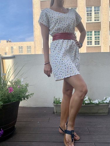 S | 1940s Geometrical Print Dress
