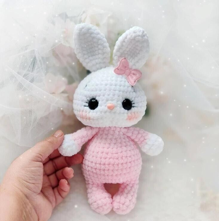 Bunny Handmade 7" Amigurumi Stuffed Toy Knit Crochet Doll
