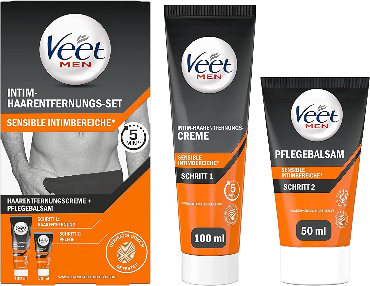 Veet Intim-Haarentfernungs-Set, for Men, Haarentfernungs- + Pflegecreme
