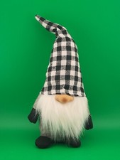 Plush Gnome With Black White Checkered Hat 9"