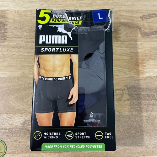 NEW Puma Men's L Sportluxe 5 Pack Boxer Briefs Multi color