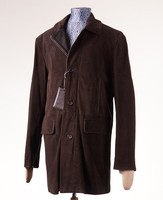 $7500 Brioni Chocolate Brown Calf Leather 3/4 Coat With Cashmere Lining 50/m on sale $7500 Brioni Chocolate Brown Calf Leather 3/4 Coat With Cashmere Lining 50/m on sale