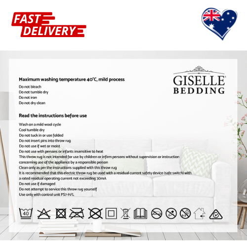 Giselle Bedding Heated Electric Throw Blanket Washable Indoor & outdoor Gift - Picture 6 of 9