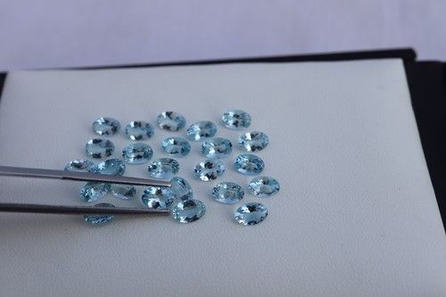 6x4MM Natural Medium Blue Lustrous Aquamarine Oval Cut Clean Gemstones Wholesale - Picture 2 of 15