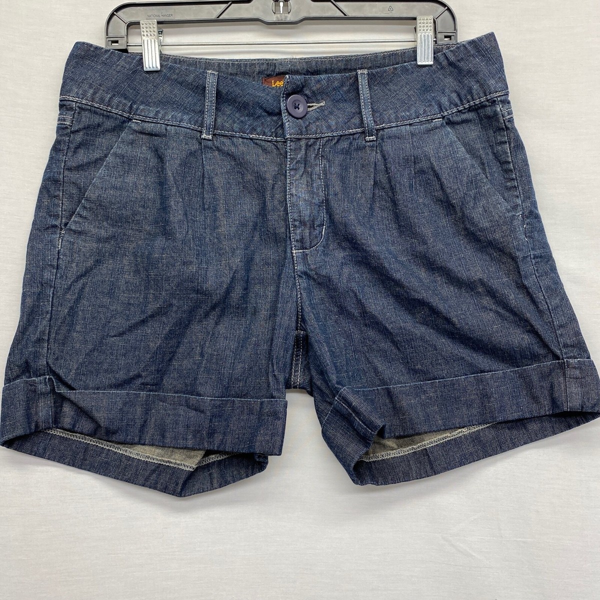 lee one true fit lower on the waist womans blue shorts jeans cuff SZ 12M