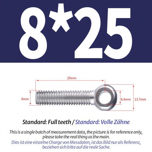 M5-M24 Eye Bolts Threaded Rings A2 Stainless Catenary Wire Hanging Eyelet Screws - Picture 35 of 150