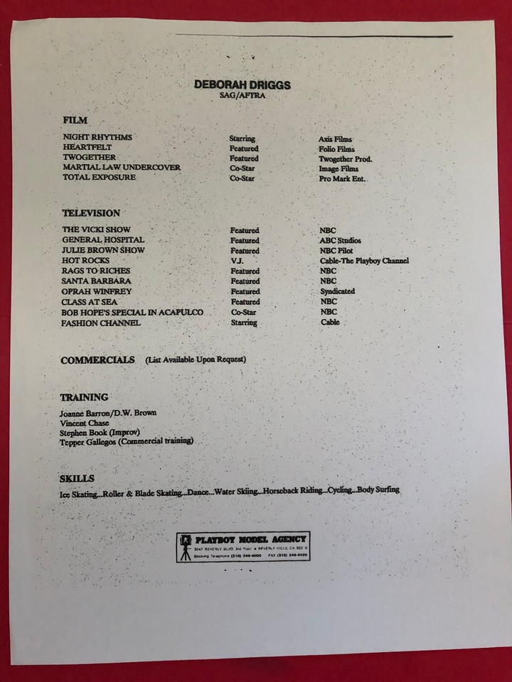 Deborah Driggs, Playboy Playmate, original headshot photo W/Credits | eBay