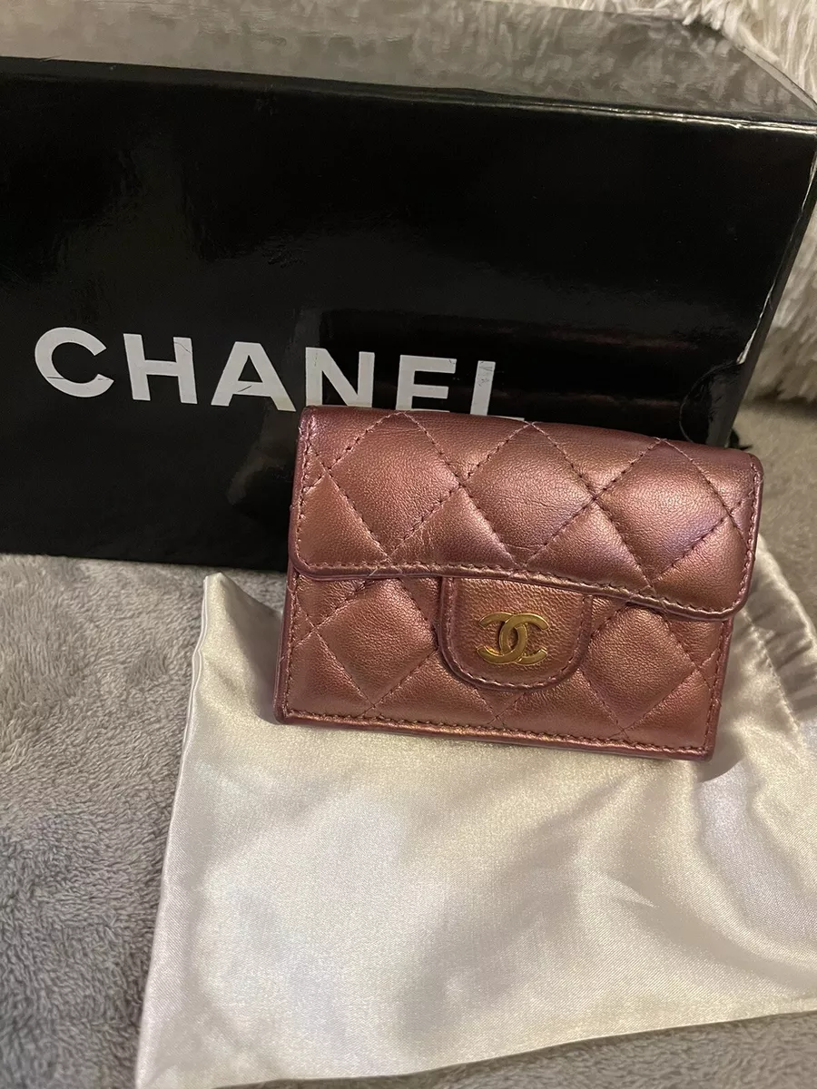 Chanel Purple Quilted Caviar Flap Card Holder Wallet