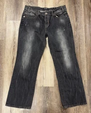 MEK DNM Pants Jeans Mens 40X34 Black Denim Ulan Bator Slim Boot Bootcut Zipper