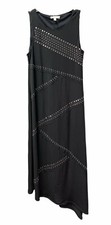 Spense Women's Long Studded Sleeveless Dress, Black, 4 Petite