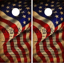 American Flag "We The People" V2 Constitution Cornhole Wraps Decals Graphics