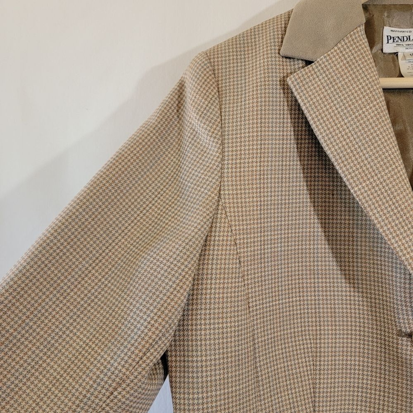 PENDLETON Beige Houndstooth 100% Wool Single Brea… - image 7