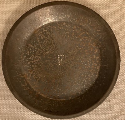 Vintage Original Frisbee Frisbie's Pies Tin Metal Pie Plate Punched F Holes 