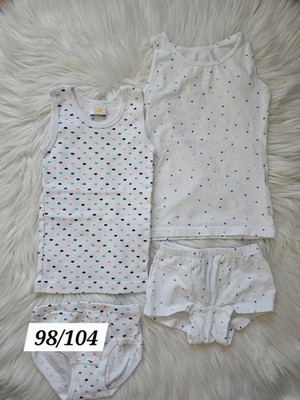   4 tlg Blogger Tchibo Kids Set Panty Unterhose Slip Unterhemd weiß 98/104 NEU  