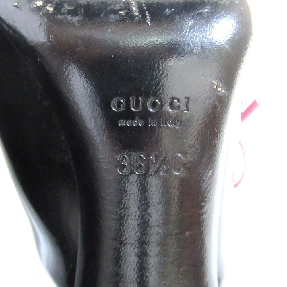 GUCCI Patent Leather High Heel Lace Up Mule Sandals Size 36.5C Approx. 23.5cm Bl thumbnail 12