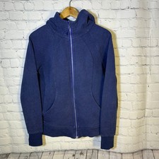 Lululemon Scuba Full Zip Hoodie Navy Blue Heathered Cotton Fleece Size 6
