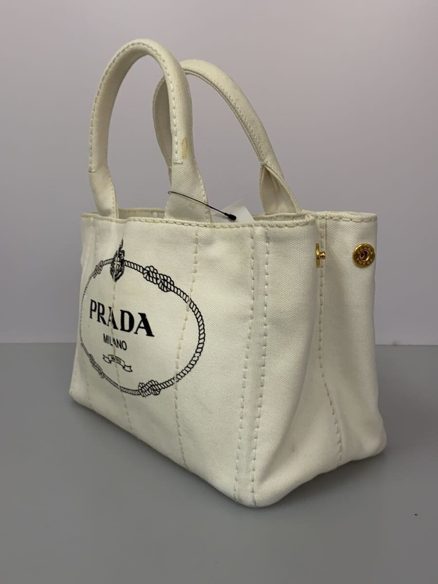 PRADA Tote Bag Cotton WHT 260211-2 thumbnail 2