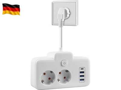 Double Plug for Socket, Power Strip, 2-Fach Steckdosenleiste mit USB,