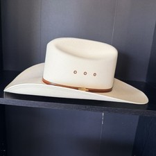 Stetson Genuine Shantung Panama Cowboy Hat Natural 7 3/8 USA Western 59cm EUC