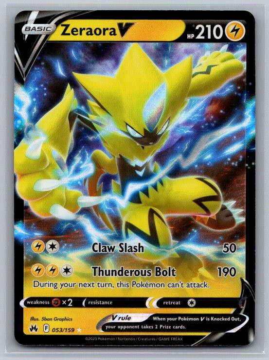 Zeraora V 053/159 Holo V Rare Crown Zenith Pokemon Near Mint