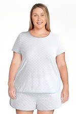Joyspun Women's Lightweight Sleep Tee and Shorts Set, 2-Piece, Size XL CLOUD BLU