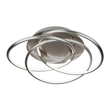 LED Satin Nickel Frame Flush Fitting Ceiling Light with Silicone Shade Diffuser