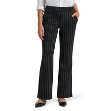Lee Women's Comfort Waist Pull On Bootcut Pant Black Pinstripe Small