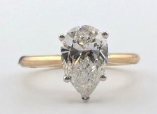 2ct Lab Created Pear Cut Diamond 9ct Gold Ring 
