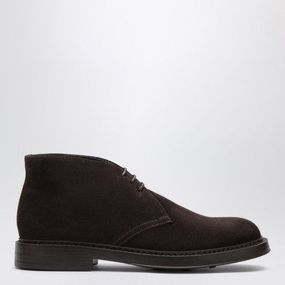 DOUCAL S Dark Brown Suede Ankle Boots New & Authentic