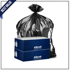 38 In. W X 58 In. H 55 Gal. - 60 Gal. 3.0 Mil Black Gusset Seal Contractor Bags