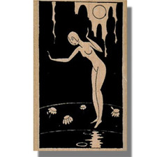 NEW Rubber Stamp, Art Deco Lady With Water And Moon Woman People Flower Face Vtg