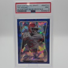Leaf Metal Draft Tee Higgins Blue Crystals Autograph #BAP-TH1 PSA 9 3/10