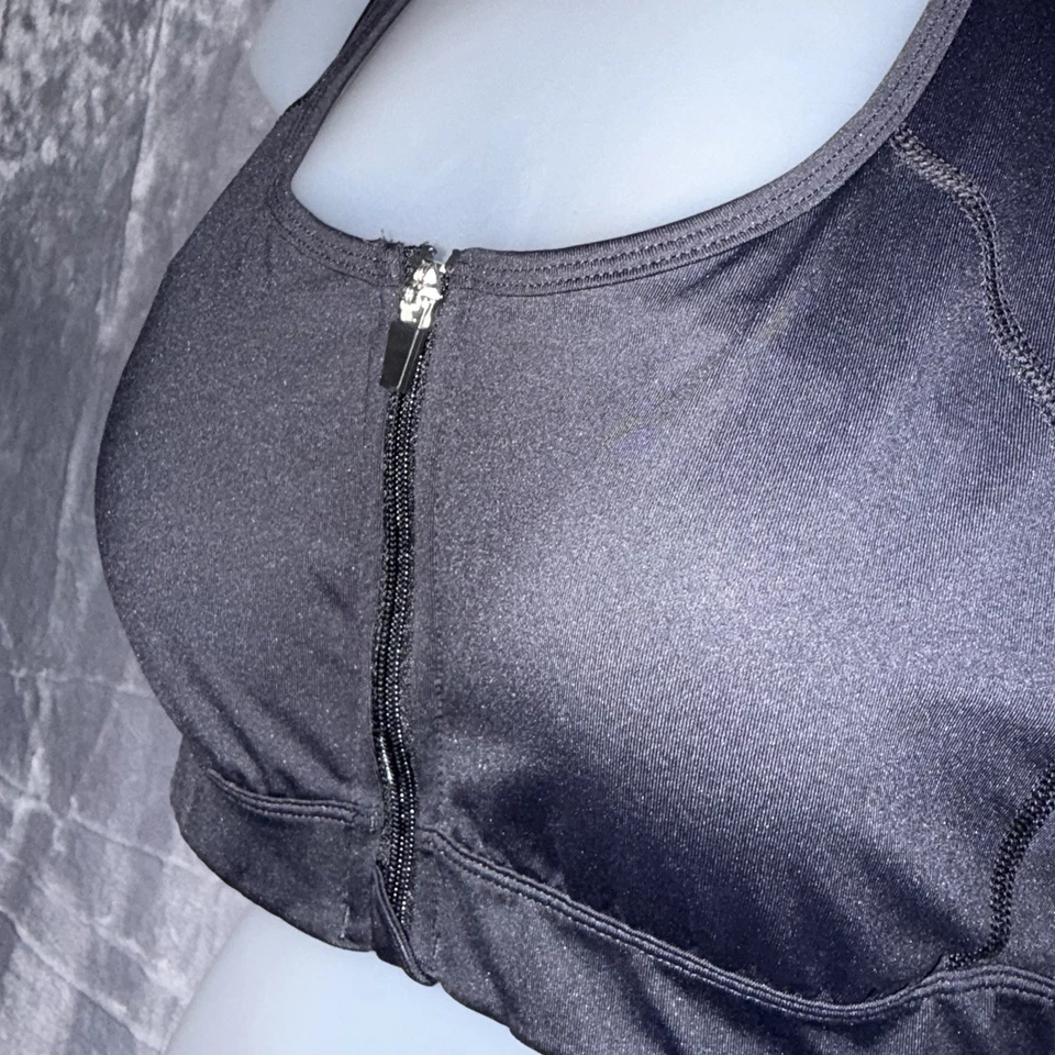 Sujetador deportivo Fila para mujer talla XL negro ropa deportiva moldeador grueso cremallera completa elástico Foto 2 de 4