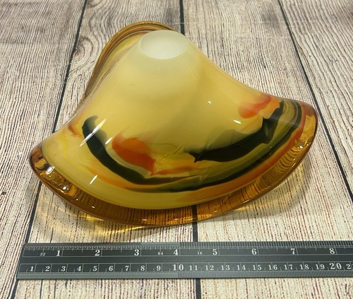 Vintage MCM Murano Inspired Art Glass Decorative Bowl Orange Sunset Uncommon - Picture 14 of 16