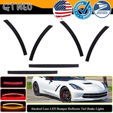 Smoke LED Side Markers + Rear Bumper Reflector Light For 14-19 Chevy Corvette C7