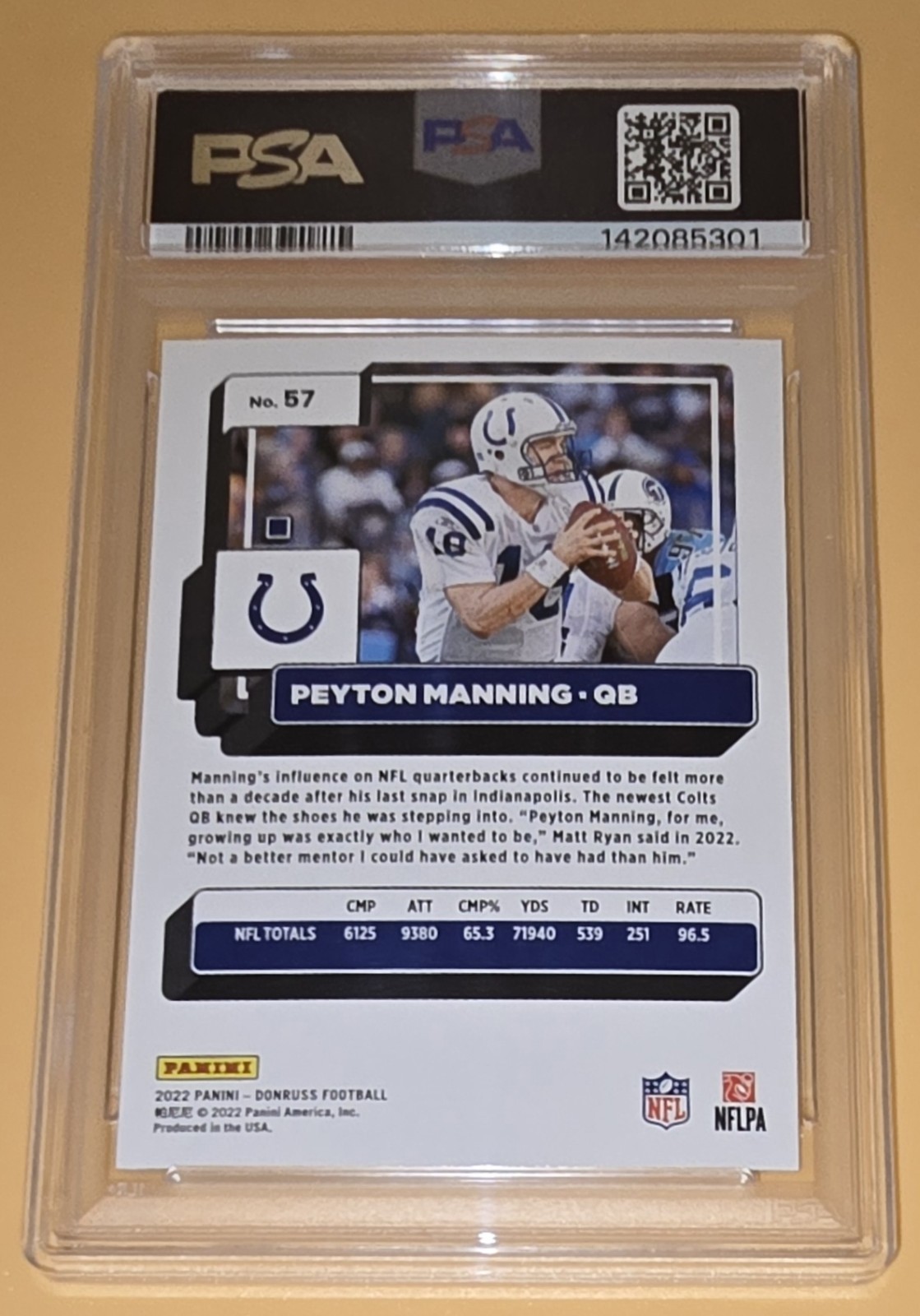 Peyton Manning PSA 10 Low Pop 2022 Panini Donruss 57 Indianapolis Colts NFL Card view 9
