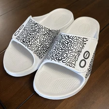 OOFOS OOahh Sport Flex Sandal Women 9 White Labyrinth Unisex Recovery Slide