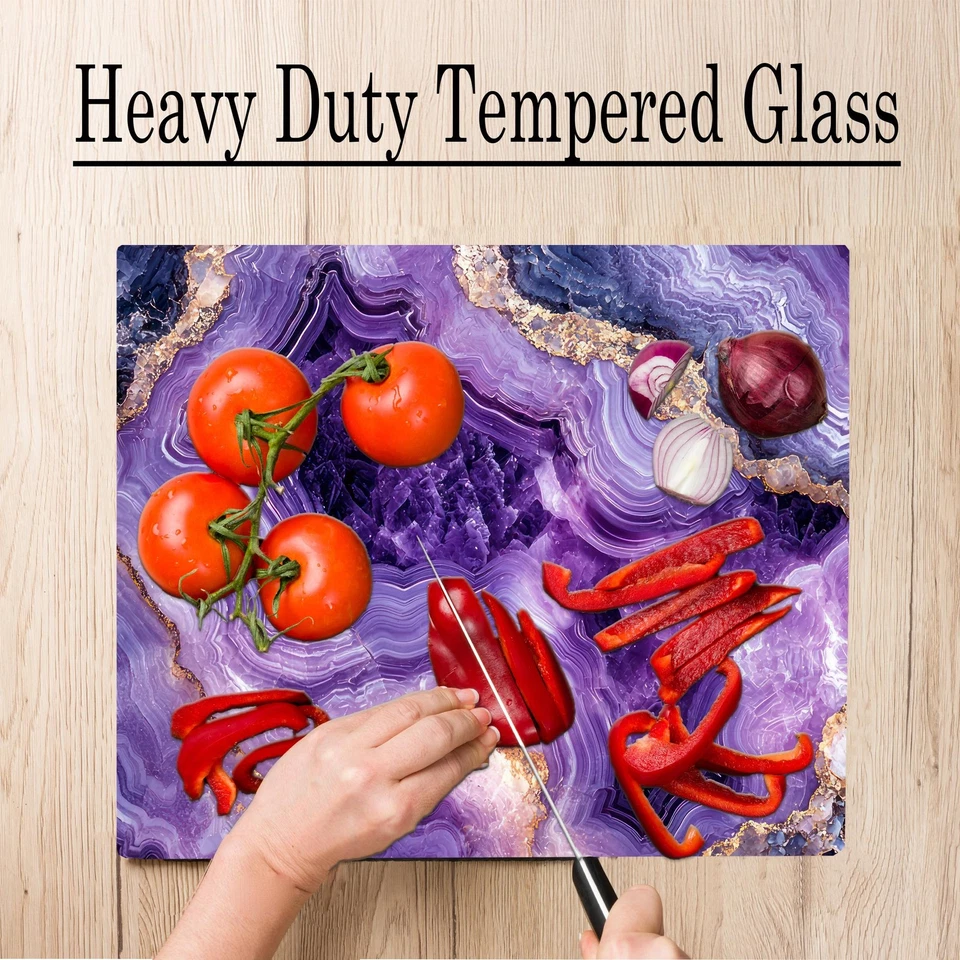 Tabla de cortar de vidrio de cocina de mármol de cristal amatista púrpura decoración para el océano G... Foto 4 de 4