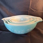 Vintage Pyrex Amish Butterprint Set of 4 Cinderella Turquoise Mixing Bowls