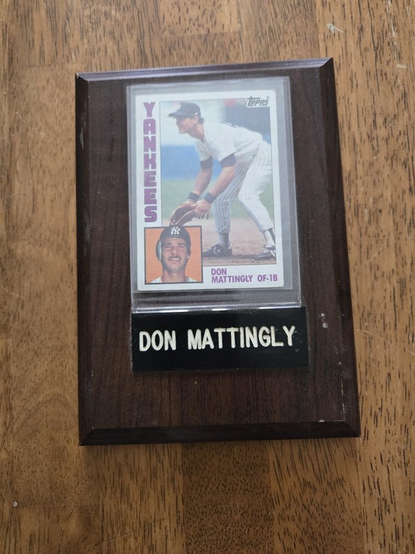 Don Mattingly New York Yankees 1984 Topps Baseball Card Mounted Wooden Plaque