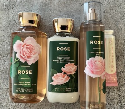 Bath & Body Works Rose 4 Piece Gift Set Lotion, Wash, Mist & Hand Cream - NEW
