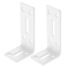 2 Pcs Metal l Brackets, 80mm x 40mm 90 Degree l Corner Braces, Matte White
