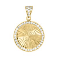 "10K Gelbgold Rund Cz Unisex 0.95 \" Diamantschliff AnhäNger Kreis Medaillon"