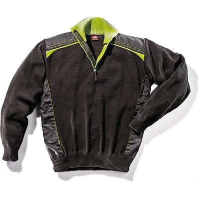 Bullstar Stricktroyer Strickpullover Arbeitspullover Ultra schwarz/lime Gr. M