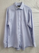 Chaps Men's Comfort Fit Wrinkle Free Blue/White Plaid Dress Shirt Size 34/35
