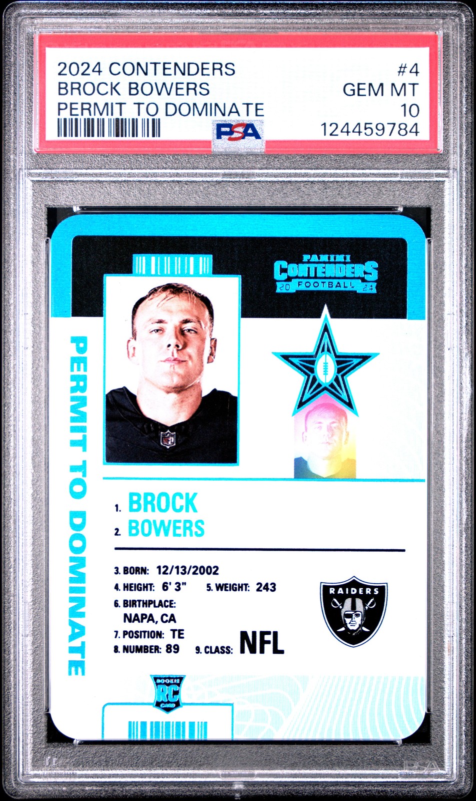 Brock Bowers Panini Contenders Permit to Dominate #4 Base