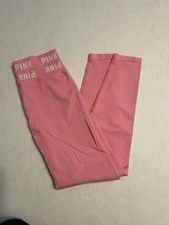 Pink Athletic leggings small. Back Inside Pocket. 11  Across Waist. EUC.