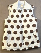 Gymboree Girls Large 10-12 Puffer Vest Light Blue  Brown Polka Dot Sleeveless