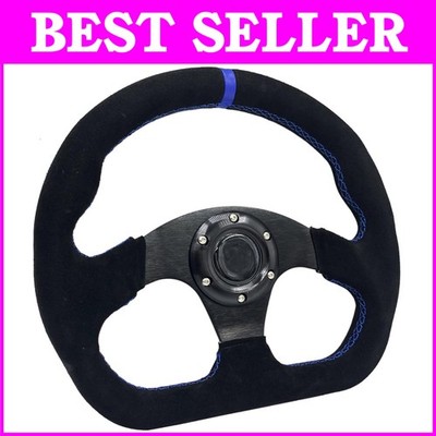 Universal Fit 13'' Racing Steering Wheel with Aluminum Alloy Frame & Blue Accents